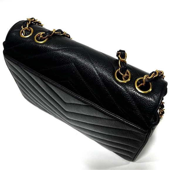 Gorgous VINTAGE Super RARE Chanel envelope flap 24k ghw BLACK CAVIAR - Picture 16 of 16